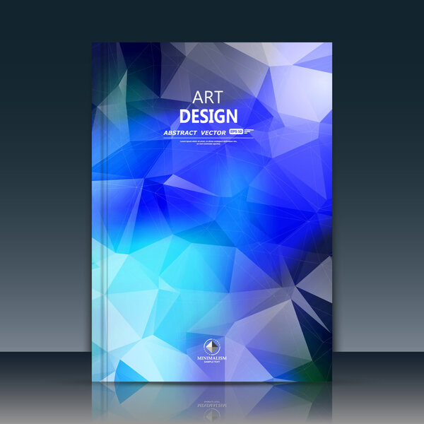 Abstract composition. Blue polygonal texture. Triangle part construction. Brochure title sheet. Creative figure icon. Sapphire diamond facet. Crystal glass surface. Transparent banner form. Flyer font