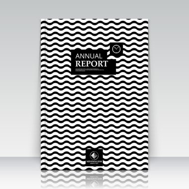 Abstract composition. Horizontal zig-zag lines section. Black and white ad surface icon. Logo figure. A4 brochure title sheet. Creative text frame construction. Firm banner form image. Flier panel
