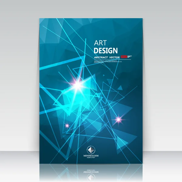 Abstract composition. Blue polygonal texture. Triangle part construction. Brochure title sheet. Creative figure icon. Bright crystal facets. Glitter glass surface. Transparent banner form. Flyer font — 图库矢量图片