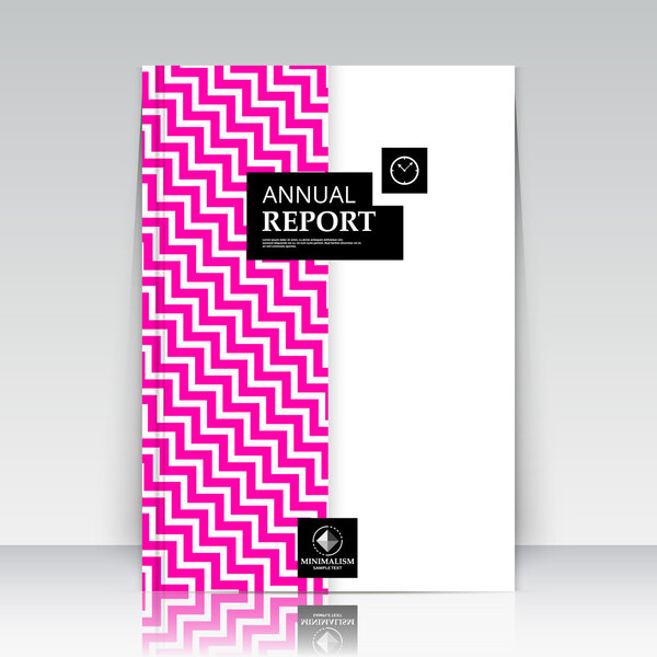 Abstract composition. Oblique zig-zag lines section. pink, white ad surface icon. Logo figure. A4 brochure title sheet. Creative black text frame construction. Firm banner form image. Flier panel
