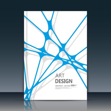 Soyut kompozisyon. Mavi çizgiler yazı tipi dokusu. Kilitleme bölümü marka inşaatı. Beyaz a4 broşür başlık sayfası. Yaratıcı rakam logo simgesi. Ticari teklif afiş formu. Reklam el ilanı fiber.