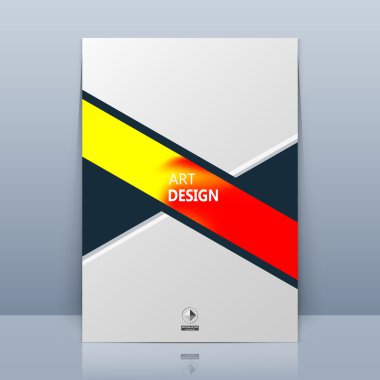 Soyut kompozisyon. Kırmızı, yelow renkli çizgi, siyah üçgenler. Şerit bölüm marka inşaat. Beyaz broşür başlık sayfası. Yaratıcı rakam logo simgesi. Ticari teklif afiş formu. Uçucu lif