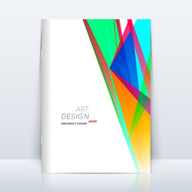 Soyut kompozisyon. Yama üçgeni inşaatı. Mavi, yeşil, sarı renkli marka. Beyaz a4 broşür başlığı. Yaratıcı logo simgesi. Ticari teklif afiş formu. El ilanı ipliği. Başlık ögesi