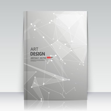 Soyut kompozisyon. Beyaz çizgiler, üçgen yazı tipi dokusu. Poligonal bölüm marka inşaat. Gümüş a4 broşür başlık sayfası. Yaratıcı rakam logo simgesi. Ticari teklif afiş formu. Uçucu lif