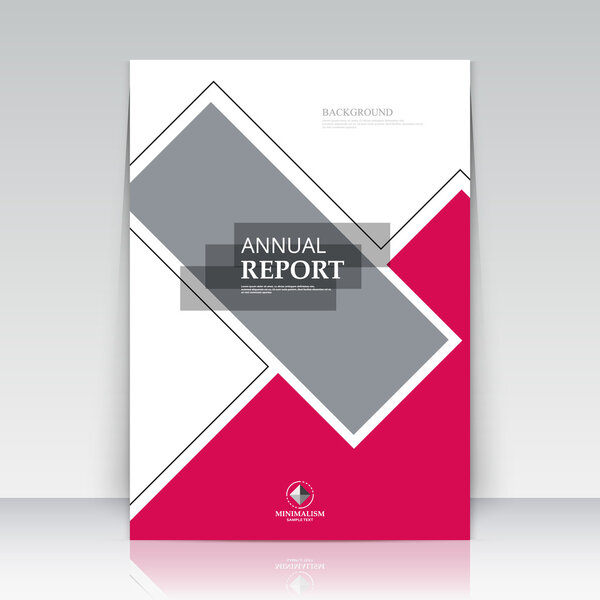 Abstract composition. Text frame surface. Brochure cover. White title sheet. Creative logo figure. Ad banner form texture. Pink triangle, grey box block icon. Flyer fiber backdrop. Vector illustration