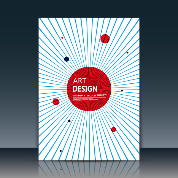 Abstract composition. Text frame surface. A4 brochure cover. White title sheet. Creative logo figure. Ad banner form texture. Red circle icon. Blue lines plexus. Flyer fiber backdrop. Vector image