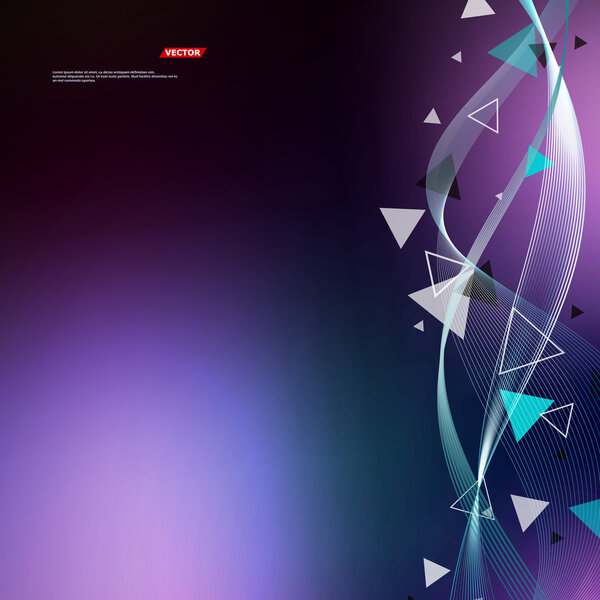 Abstract composition. Text frame surface. Patch violet colored wallpaper. Creative figure. Lines interlacement icon. Title sequence. Startup display. Screen saver. Banner form. Flier fashion. Vector