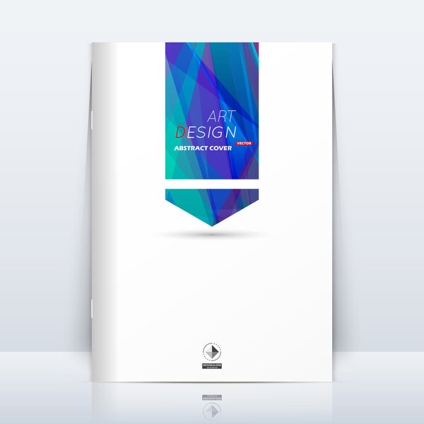 Abstract composition. Blue polygonal construction. Square section trademark. White a4 brochure title sheet. Creative figure logo icon. Commercial offer banner form. Flyer fiber. Headline element