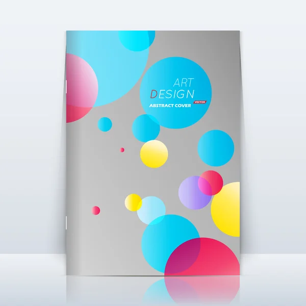 Abstract composition. Text frame surface. A4 brochure cover. White title sheet. Creative logo figure. Ad banner form texture. Blue, yellow, pink circle icon. Round bubble flyer fiber. Vector backdrop. — Stock Vector