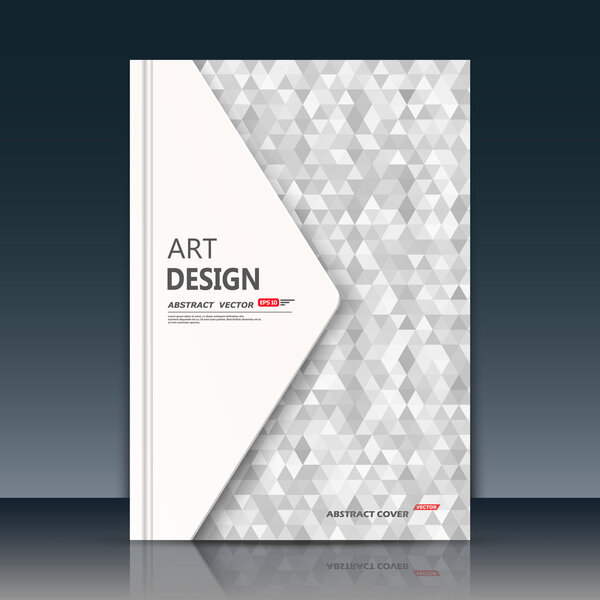 Abstract composition. Text frame surface. White a4 brochure cover. Title sheet design. Creative logo figure. Ad banner form texture. Black, grey triangle mosaic icon. Flyer fiber. Vector illustration