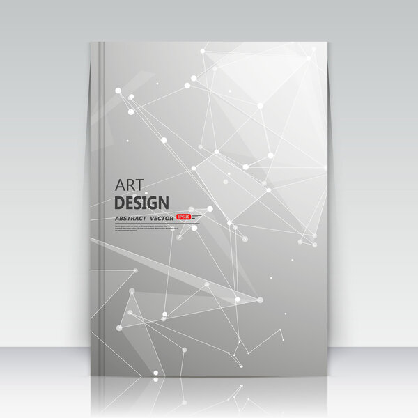 Abstract composition. White lines, triangle font texture. Polygonal section trademark construction. Silver a4 brochure title sheet. Creative figure logo icon. Commercial offer banner form. Flyer fiber