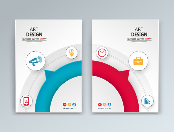 Abstract composition. Financial icons set. Blue, red figure text frame surface. A4 brochure cover design. Fancy title sheet model. Creative vector front page art. Banner form texture. Flyer fiber font