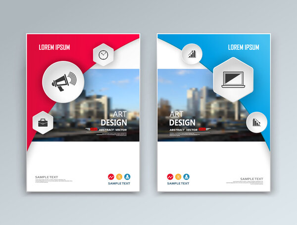 Abstract composition. Financial icons set. Blue, red figure text frame surface. A4 brochure cover design. Fancy title sheet model. Creative vector front page art. Banner form texture. Flyer fiber font