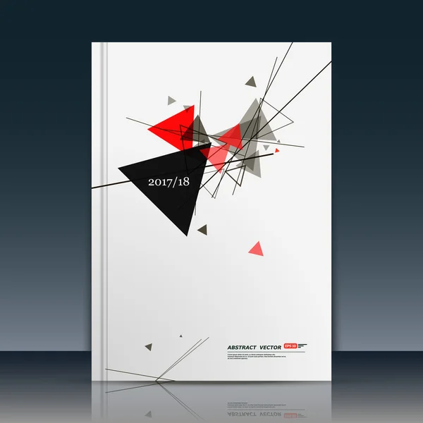 Abstract theme. Text frame surface. White a4 brochure cover design. Title sheet model. Creative front page art. Ad banner form texture. Simple vector red triangle figure icon. Flyer fiber. Blurb font — Stock Vector