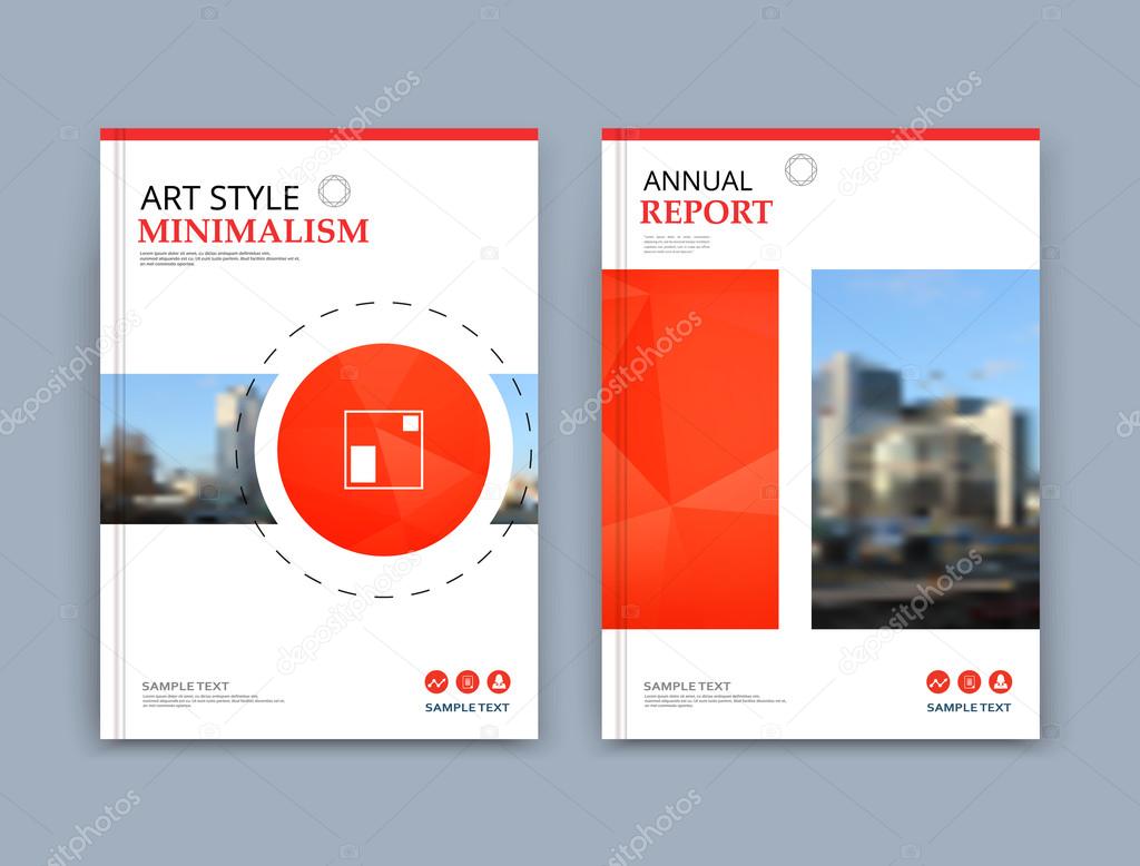 Abstract a4 brochure cover design. Text frame surface. Urban city view font. Title sheet model. Creative vector front page. Brand logo. Ad banner texture. Red round, square figure icon. Flyer fiber