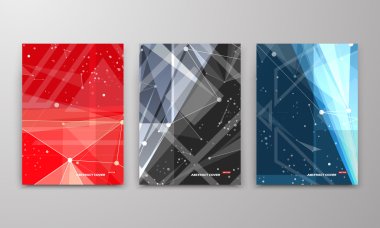 Abstract composition. Text frame surface. Black, red, blue a4 brochure cover design. Title sheet model set. Polygonal space icon. Creative vector front page. Ad banner form texture. Flyer fiber font clipart