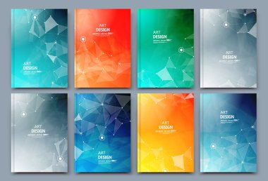 Abstract composition. Text frame surface. Green, yellow, blue, orange a4 brochure cover design. Title sheet model set. Polygonal space icon. Vector front page font. Ad banner form texture. Flier fiber clipart