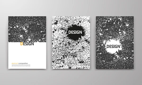 Abstract composition. Text frame surface. Black, white a4 brochure cover design. Title sheet model set. Explosion dust icon. Creative vector front page. Ad banner form texture. Grunge flyer fiber font Vector Graphics