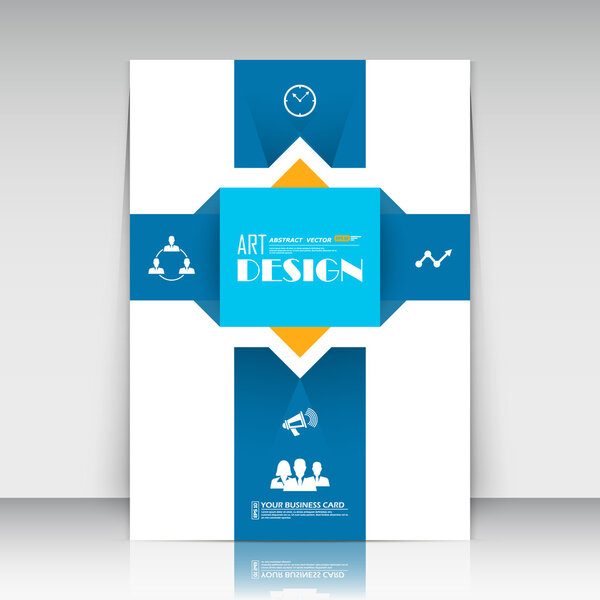 Abstract composition, text frame surface, blue a4 brochure title sheet, creative figure, logo sign construction, firm banner form, people image, management icon set, fashionable EPS10 vector illustration