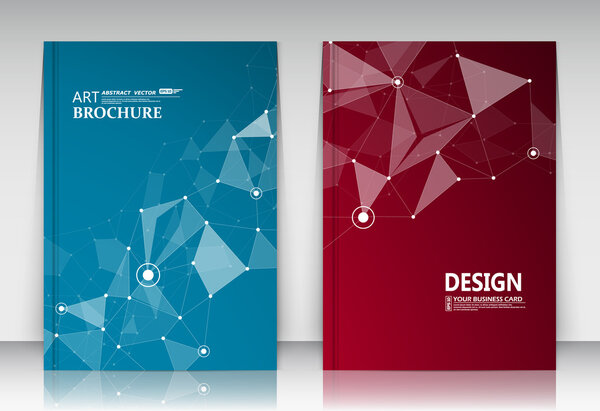 Abstract composition, business card set, correspondence collection, a4 brochure title sheet, blue, red surface, creative text frame, figure logo icon, molecular backdrop, scientific materials, EPS10 illustration, flier fashion, typography production