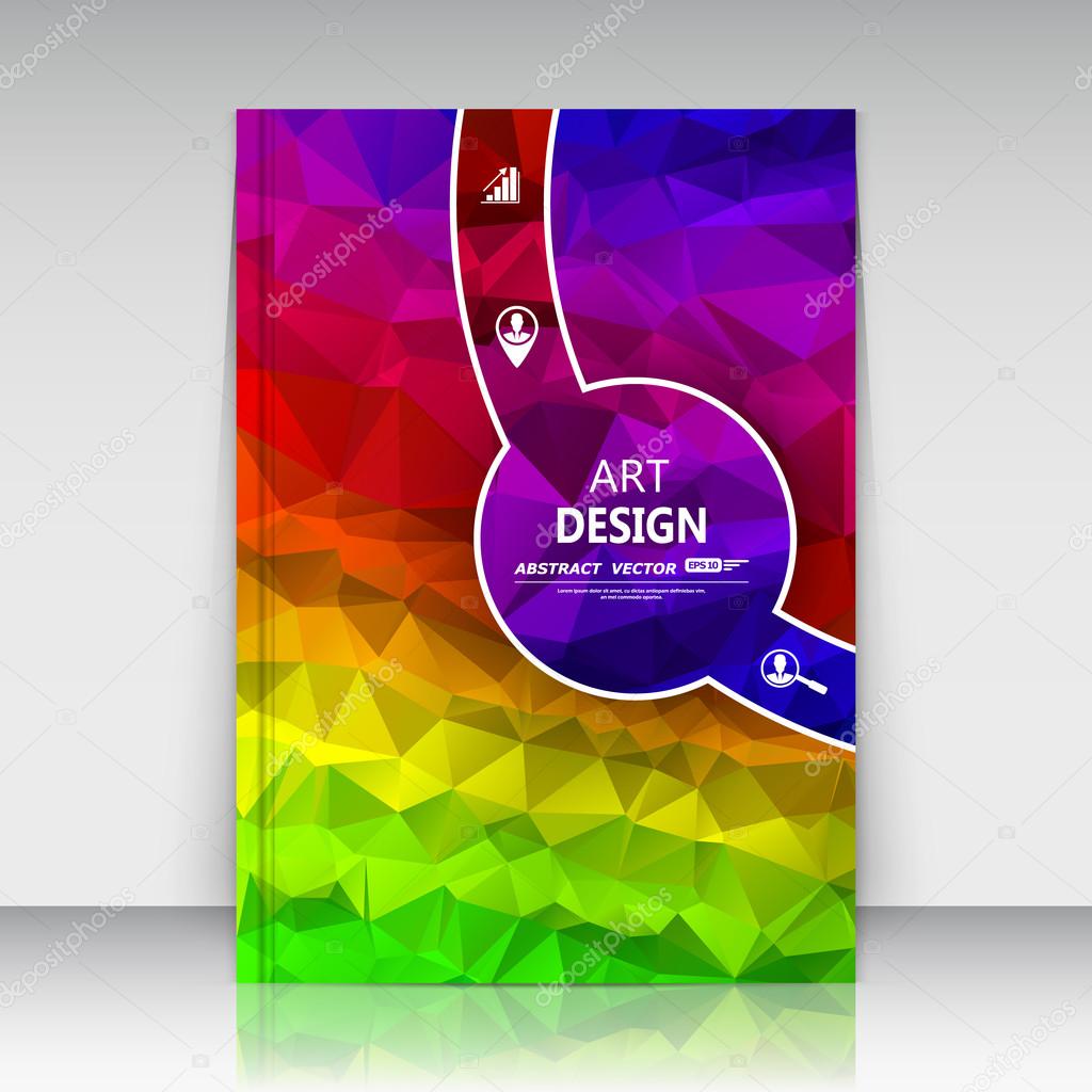 Abstract composition, round text frame surface, rainbow polygonal a4 brochure title sheet, creative figure logo sign construction, circle firm banner form, people image, fashionable EPS10 vector illustration