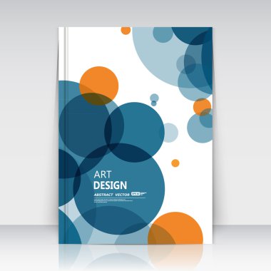 Abstract composition, text frame surface, a4 brochure title sheet, creative figure, logo sign construction, firm banner form, blue, orange round icon, transparent circle, fancy EPS10 flier fashion, daily periodical issue identity, trademark emblem