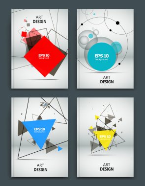 Abstract composition, business card set, bright colors correspondence letter collection, white a4 brochure title sheet, creative trademark figure, logo sign, firm banner form, transparent contour, flier fashion, fancy editable EPS10 illustration