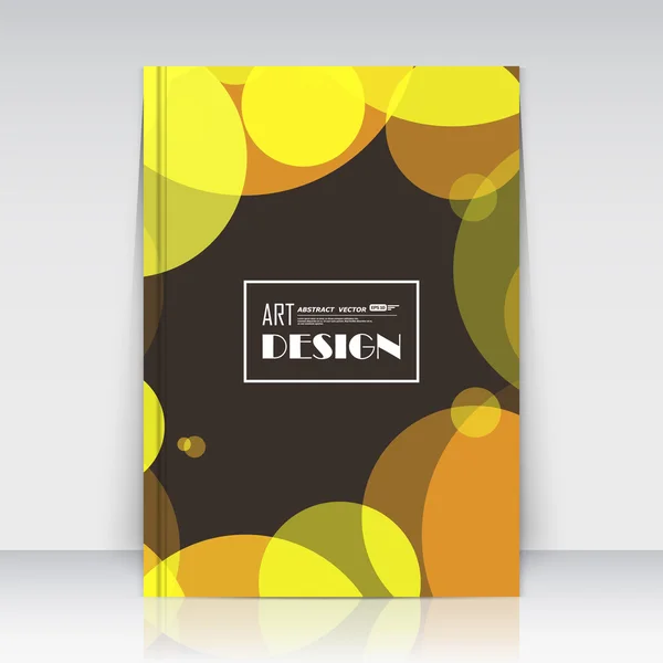 Abstract composition, text frame surface, a4 brochure title sheet, creative figure, logo sign construction, black firm banner form, yellow round icon, transparent circle, fancy EPS10 flier fashion, daily periodical issue identity, trademark emblem — 스톡 벡터