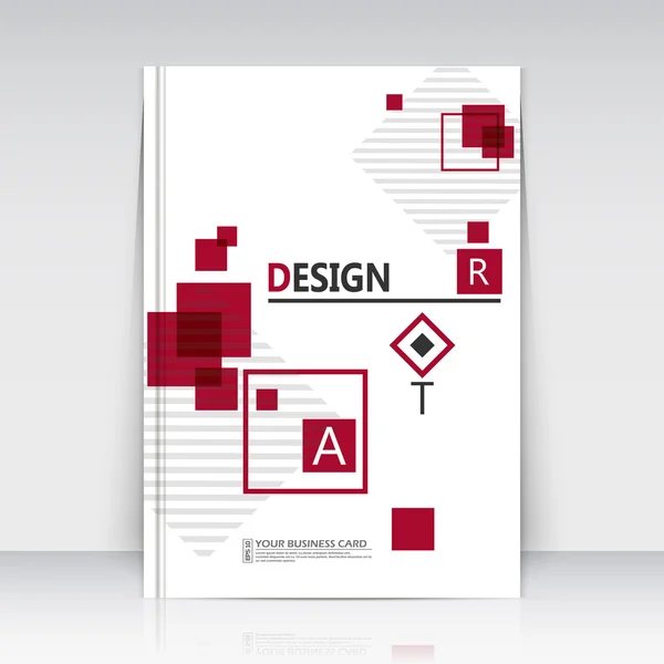 Abstract composition, square text frame surface, white a4 brochure title sheet, creative figure logo sign construction, firm banner, red transparent quadrate icon, flier fashion, fancy EPS10 illustration, daily periodical issue, trademark emblem — Vetor de Stock