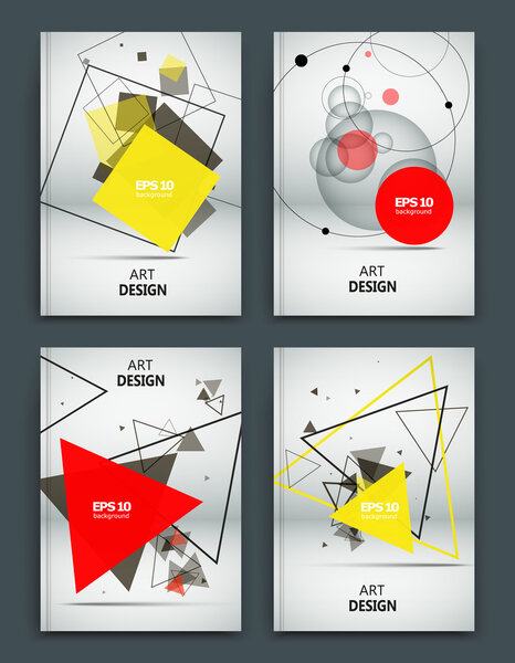 Абстрактная композиция, набор визитных карточек, коллекция писем ярких цветов, белая брошюра формата a4, креативная фигура товарного знака, логотип, фирменная форма баннера, прозрачный контур, мода флаеров, модная редактируемая иллюстрация EPS10
