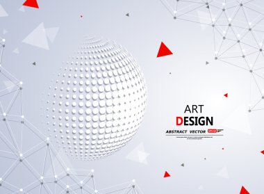 Abstract composition, 3d sphere icon, round construction, white circle, polygonal plexus, interlocking weave, startup screen saver, red triangle, technologic backdrop surface, fancy flier fashion, daily periodical issue, intro, EPS10 illustration