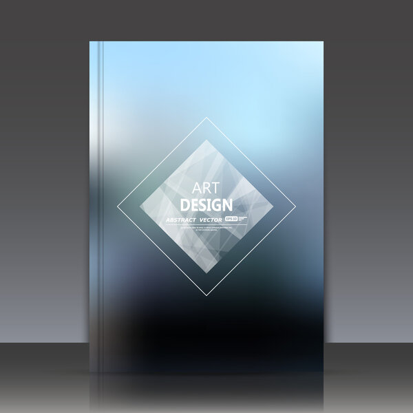 Abstract composition, light blue defocused backdrop, business card surface, lozenge logo icon construction, rhombus firm sign, square commercial name symbol, box block text insignia, a4 brochure title sheet, fancy flier fashion, identity slug, EPS10