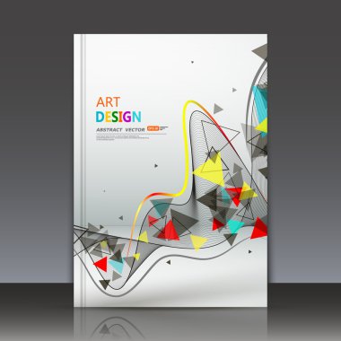 Abstract composition, text frame, flying triangle curve line icon, red, yellow, blue figure construction, white backdrop, interlocking band weave, a4 brochure title sheet, technology surface, flier fashion, daily periodical issue, EPS10 illustration