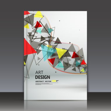 Abstract composition, text frame, flying triangle curve line icon, red, yellow, blue figure construction, white backdrop, interlocking band weave, a4 brochure title sheet, technology surface, flier fashion, daily periodical issue, EPS10 illustration