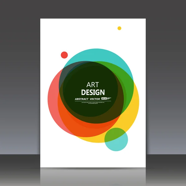 Abstract composition, elegant red, yellow, green, black surface, classic circle text frame, white a4 brochure title sheet, creative figure logo sign construction,  firm banner form icon, fancy flier fashion, daily periodical issue, EPS10 illustration — Διανυσματικό Αρχείο