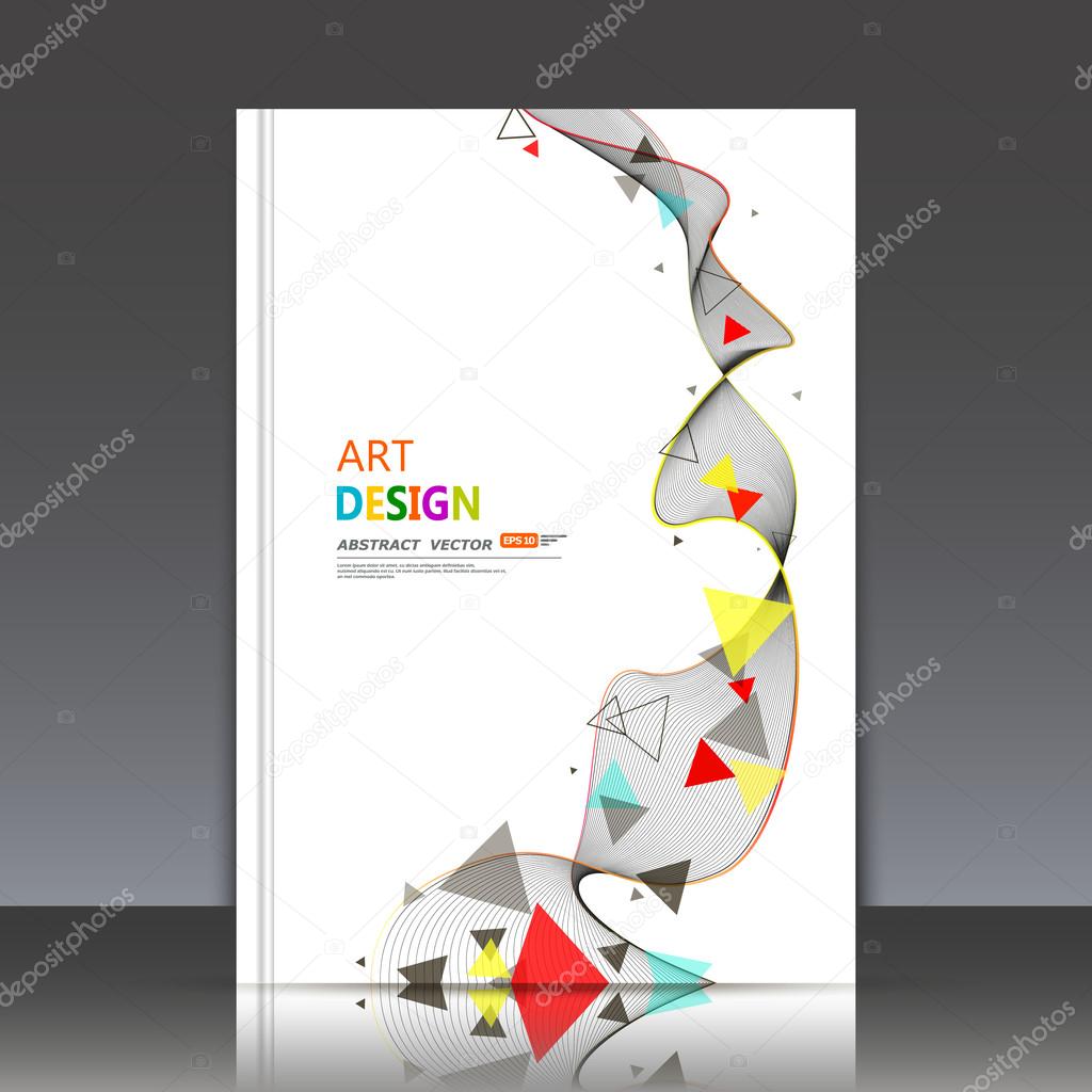 Abstract composition, text frame, flying triangle curve line icon, red, yellow, blue figure construction, white backdrop, interlocking band weave, a4 brochure title sheet, technology surface, flier fashion, daily periodical issue, EPS10 illustration