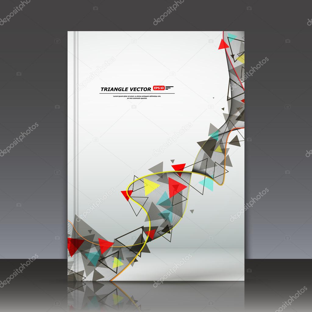 Abstract composition, text frame, flying triangle curve line icon, red, yellow, blue figure construction, white backdrop, interlocking band weave, a4 brochure title sheet, technology surface, flier fashion, daily periodical issue, EPS10 illustration