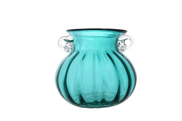 Prachtige turquoise glazen vaas — Stockfoto