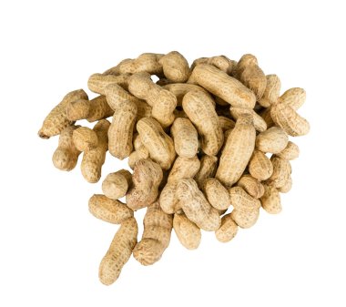 Fıstık ya da yerfıstığı kabuğu, beyaz bir arka plan üzerinde izole.