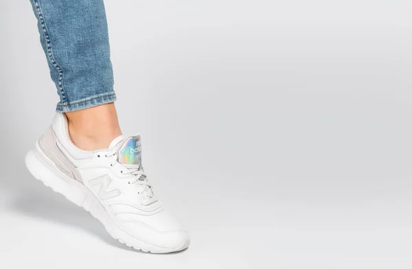 Kiev Ukraine January 2021 White Women Casual Sneakers New Balance — Stock Photo, Image