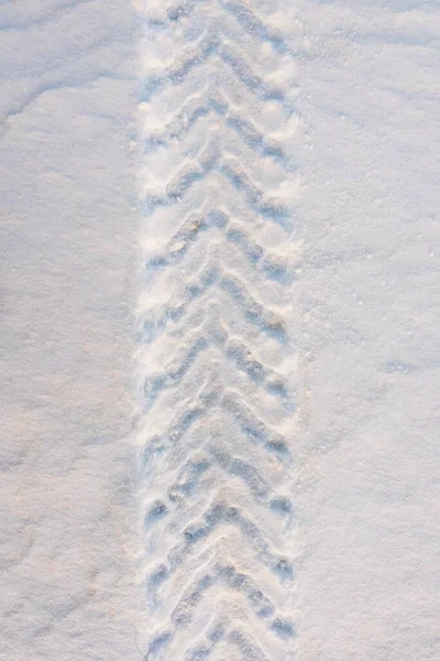 Tracce Ruote Dell Auto Durante Tempo Giorno Neve — Foto Stock