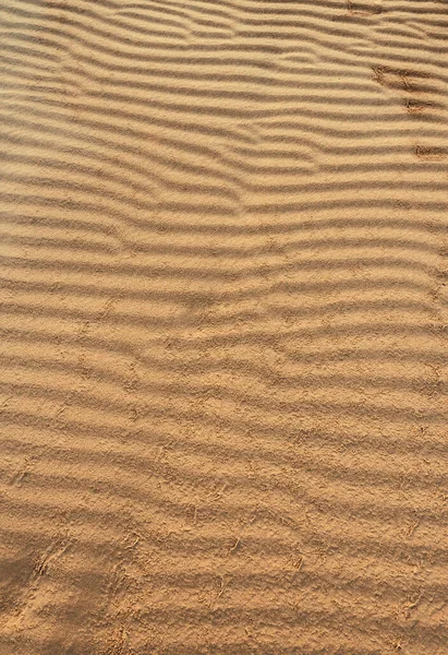 Textura Areia Uma Duna Deserto Com Padrões Forma Ondas Criadas — Fotografia de Stock