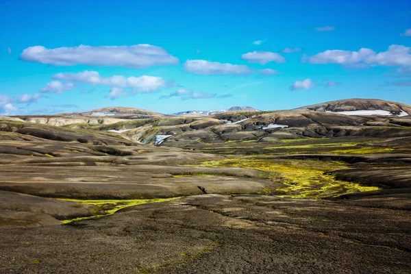 Paisagem com musgo na Islândia. Montanha e área vulcânica — Fotografia de Stock