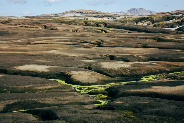 Paisagem com musgo na Islândia. Montanha e área vulcânica — Fotografia de Stock