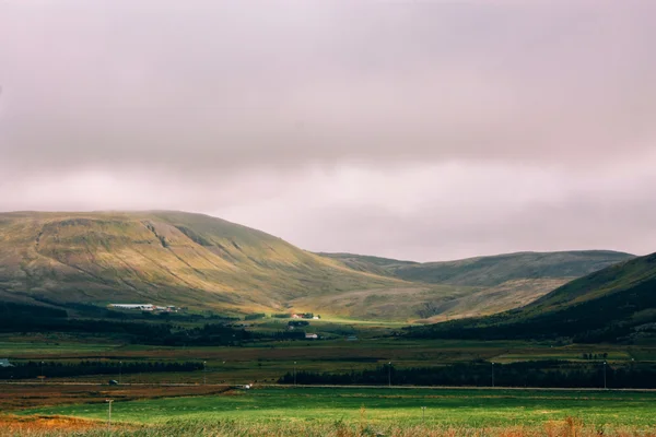 Icelandic landscape of green mountains — Stock Photo, Image