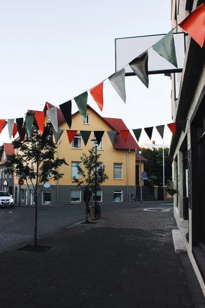 Gatubilden i centrala Reykjavik, Island Royaltyfria Stockfoton