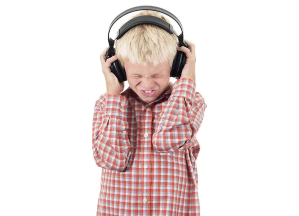 Adolescente en auriculares escucha música —  Fotos de Stock