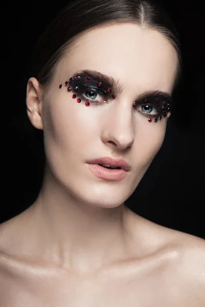 Model met glitter make-up — Stockfoto