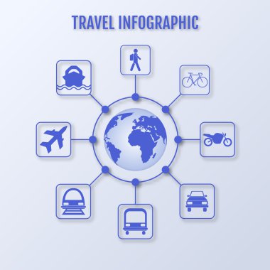 İnfographics web tasarım seyahat. Modern arka plan. Numaralandırılmış seçenekleri. Vektör çizim.
