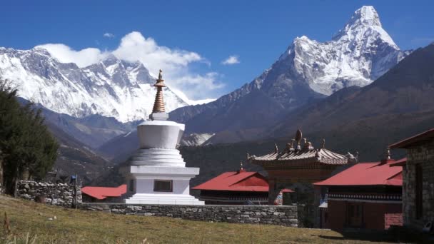 Nepál, kolostor, Tengboche, Himalája, Ama Dablam — Stock videók